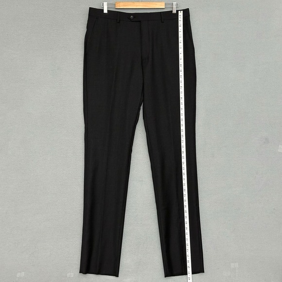 NWT Premium Wool Mens Pants 36 Charcoal Gray Flat Front Unhemmed Classic Trouser - Picture 6 of 14